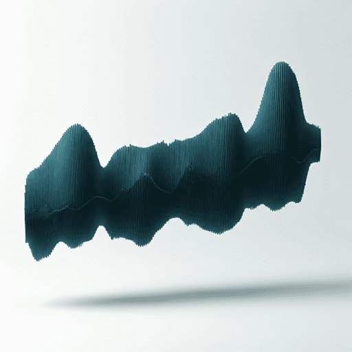 Abstract soundwave-like data visualisation in teal on white — representing brain-signal patterns
